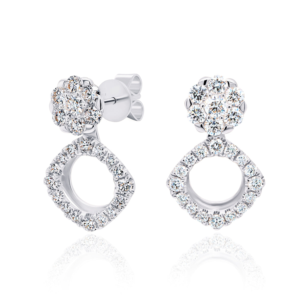 Versatile 3-in-1 Lab Grown Diamond Halo Stud & Drop Earrings