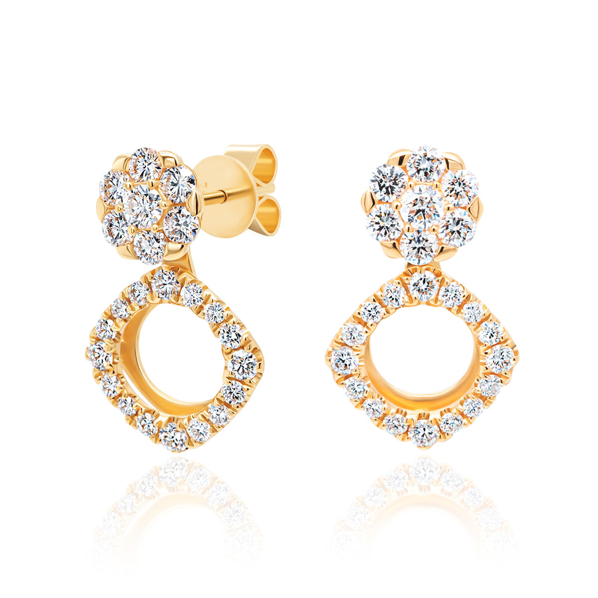 Versatile 3-in-1 Lab Grown Diamond Halo Stud & Drop Earrings