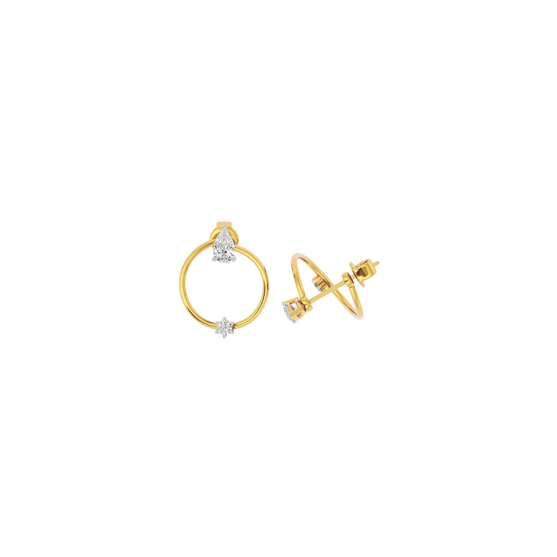 Lyrical Loop Pear & Round CVD Diamond Earrings - Lab Grown Diamond