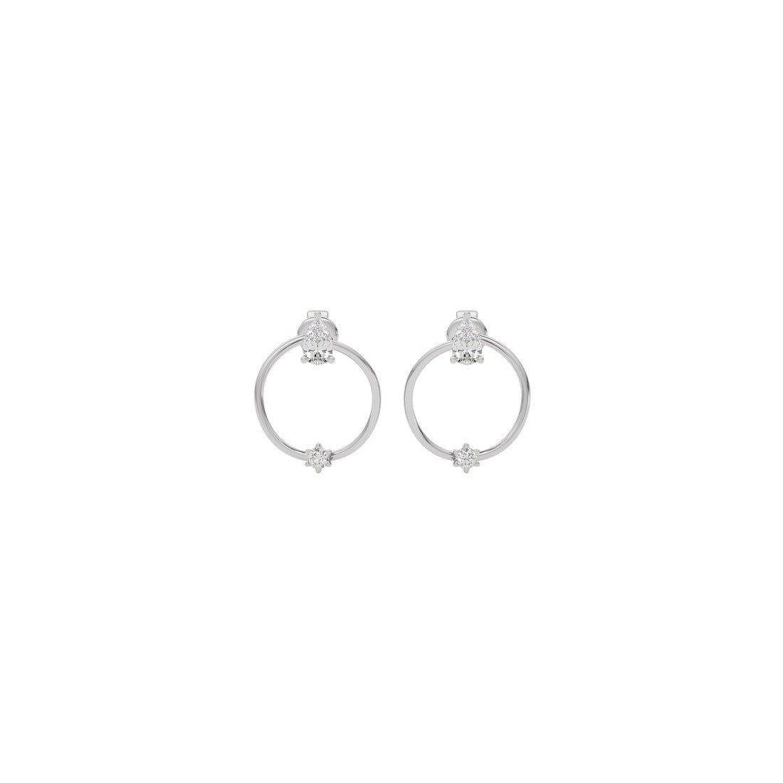 Lyrical Loop Pear & Round CVD Diamond Earrings - Lab Grown Diamond