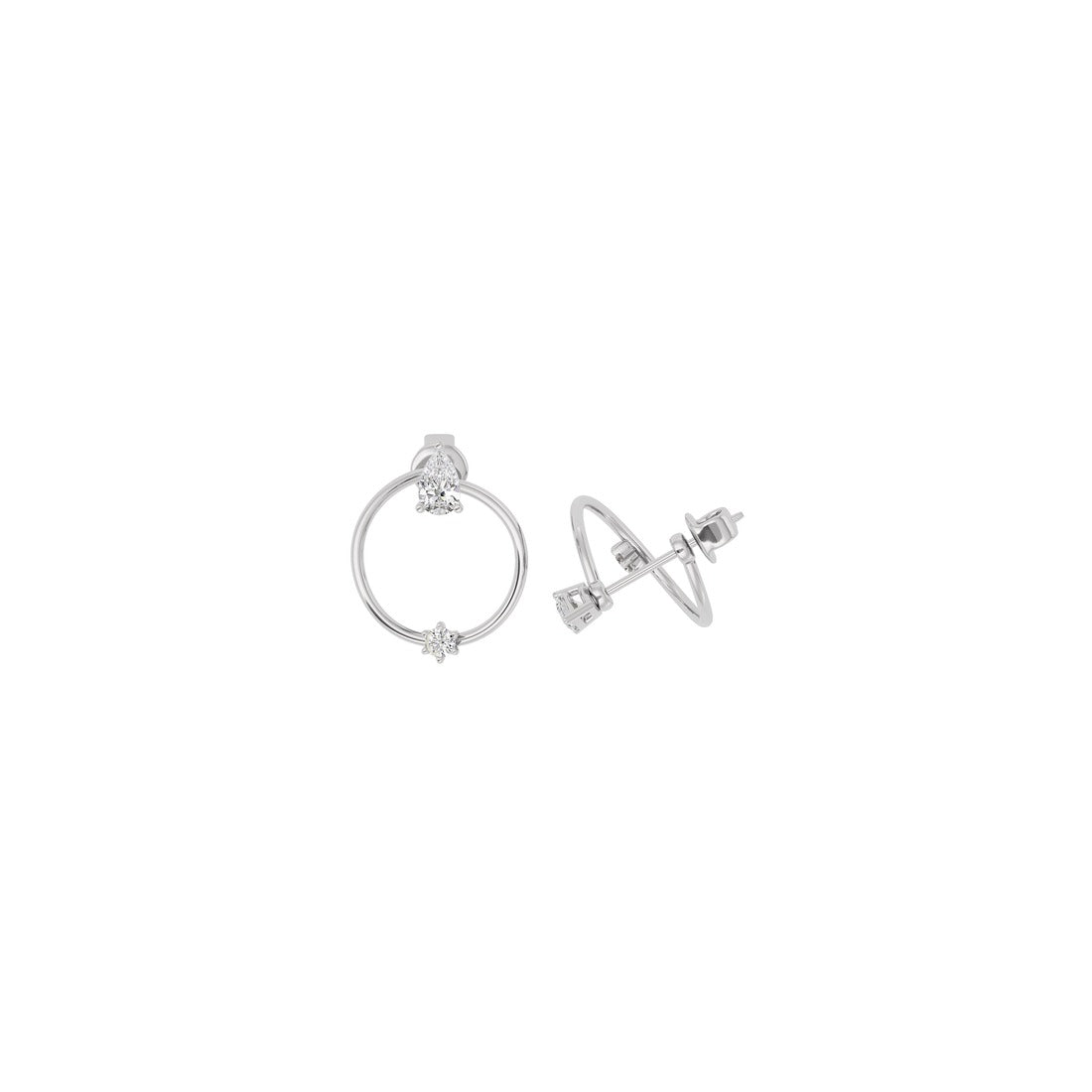 Lyrical Loop Pear & Round CVD Diamond Earrings - Lab Grown Diamond