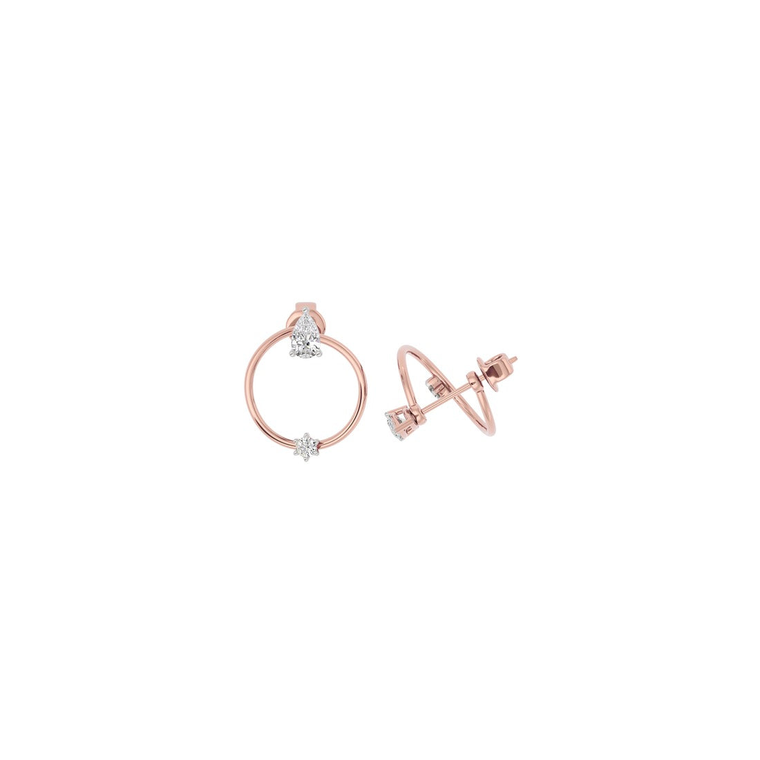 Lyrical Loop Pear & Round CVD Diamond Earrings - Lab Grown Diamond