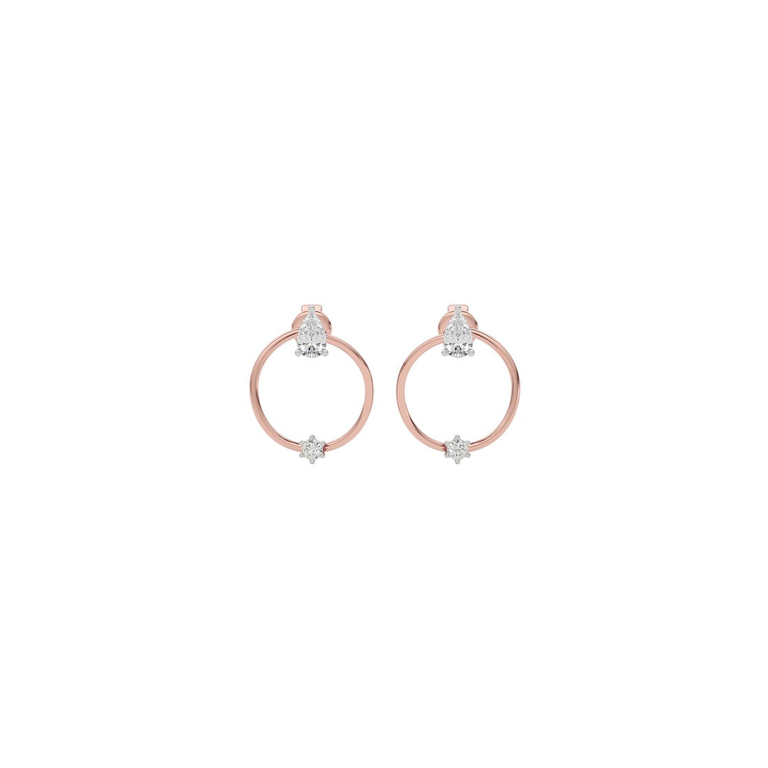 Lyrical Loop Pear & Round CVD Diamond Earrings - Lab Grown Diamond