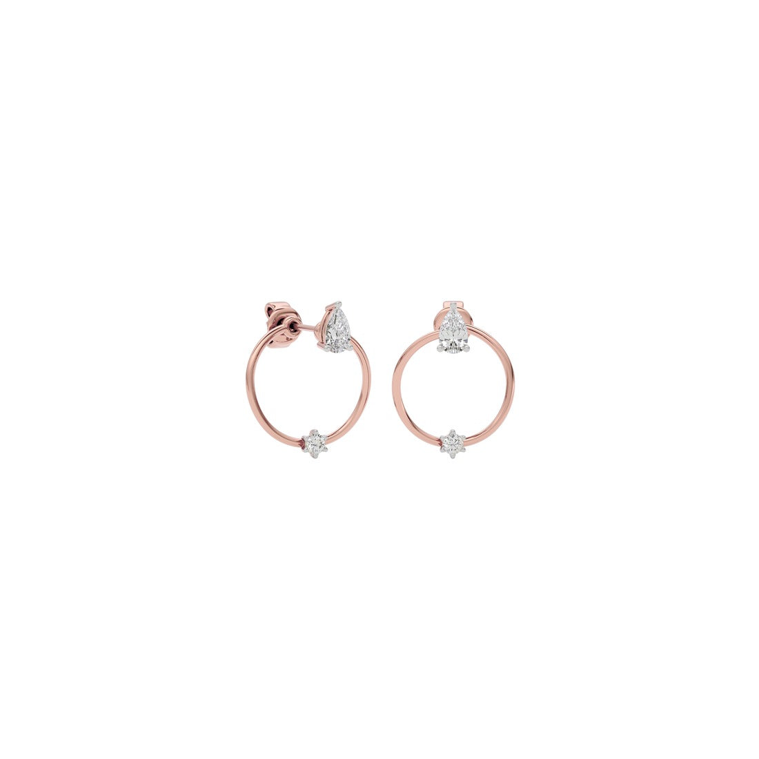 Lyrical Loop Pear & Round CVD Diamond Earrings - Lab Grown Diamond