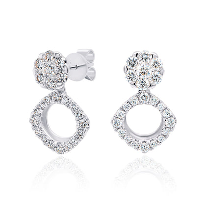 Versatile 3-in-1 Lab Grown Diamond Halo Stud & Drop Earrings