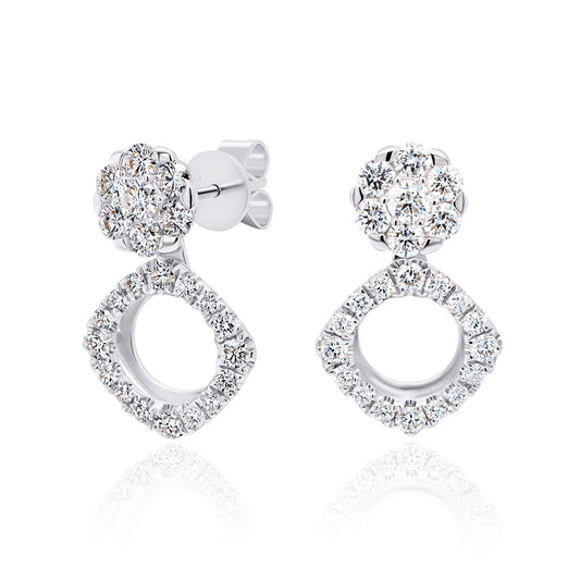 Versatile 3-in-1 Lab Grown Diamond Halo Stud & Drop Earrings