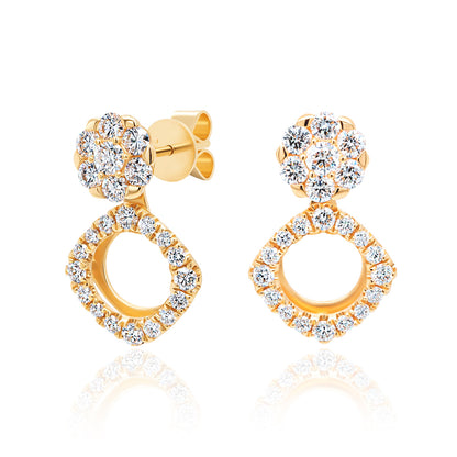 Versatile 3-in-1 Lab Grown Diamond Halo Stud & Drop Earrings