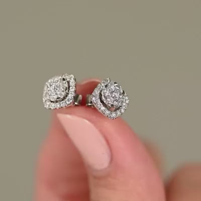 Versatile 3-in-1 Lab Grown Diamond Halo Stud & Drop Earrings
