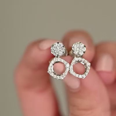 Versatile 3-in-1 Lab Grown Diamond Halo Stud & Drop Earrings